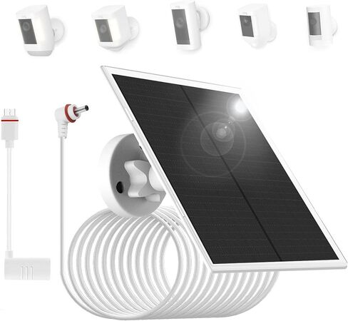 10W/5V Solar Panel Charger with Two connectors DC3.5 * 1.35 and USB-C,9.8ft/3m Charging Cable,IP65,Compatible with Ring Spotlight Cam Plus/Pro,Stick Up Cam Battery 2nd/3rd Generation in Saudi Arabia