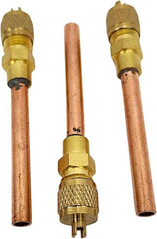 Service Access Valves – 1/4" SAE x 1/4" OD x 4" Stem – Brass & Copper Schrader Valve Kit with Core Remover & Cap for HVAC Refrigerant Charging Systems (3-Pack) in Saudi Arabia