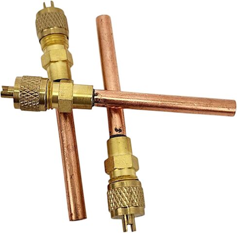 Service Access Valves – 1/4" SAE x 1/4" OD x 4" Stem – Brass & Copper Schrader Valve Kit with Core Remover & Cap for HVAC Refrigerant Charging Systems (3-Pack) in Saudi Arabia
