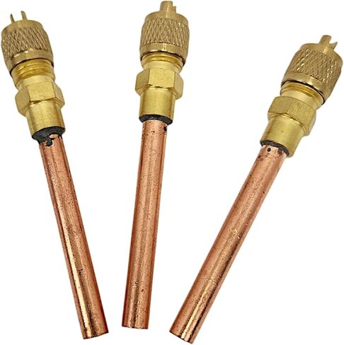 Service Access Valves – 1/4" SAE x 1/4" OD x 4" Stem – Brass & Copper Schrader Valve Kit with Core Remover & Cap for HVAC Refrigerant Charging Systems (3-Pack) in Saudi Arabia