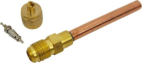 Service Access Valves – 1/4" SAE x 1/4" OD x 4" Stem – Brass & Copper Schrader Valve Kit with Core Remover & Cap for HVAC Refrigerant Charging Systems (3-Pack) in Saudi Arabia