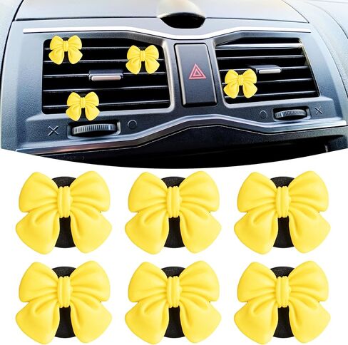 6 PCS Pink Bow Car Air Vent Clips, Cute Air Freshener Clip, Pink Bow Car Accessories, Coquette Airs Conditioning Vents Decorations, Interior Girly Cars Accessories for Women Cars Truck Suv in Saudi Arabia
