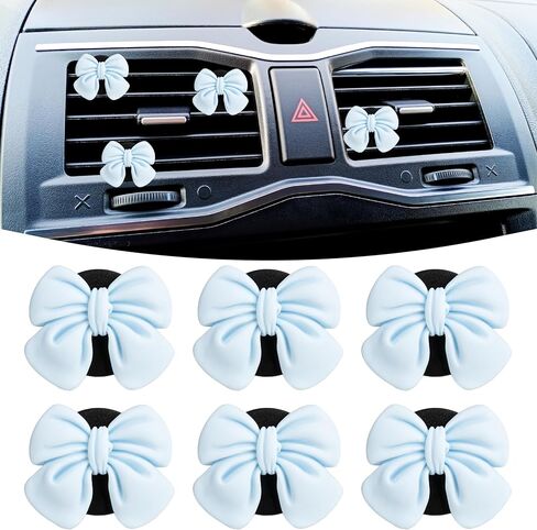 6 PCS Pink Bow Car Air Vent Clips, Cute Air Freshener Clip, Pink Bow Car Accessories, Coquette Airs Conditioning Vents Decorations, Interior Girly Cars Accessories for Women Cars Truck Suv in Saudi Arabia