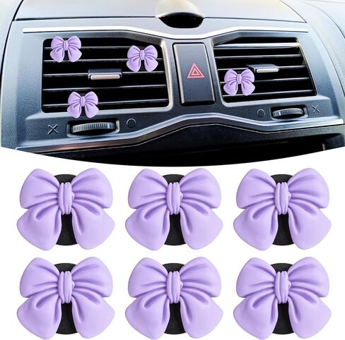6 PCS Pink Bow Car Air Vent Clips, Cute Air Freshener Clip, Pink Bow Car Accessories, Coquette Airs Conditioning Vents Decorations, Interior Girly Cars Accessories for Women Cars Truck Suv in Saudi Arabia