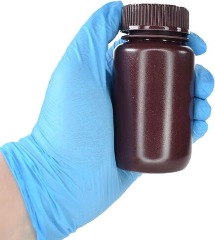 EISCO - Pack of 12, Sterile 125mL Wide Mouth Amber HDPE Reagent Bottles with Polypropylene Caps, Leak-Proof, UV Light Protection for Lab Samples, Durable Chemical-Resistant Lab Containers in Saudi Arabia