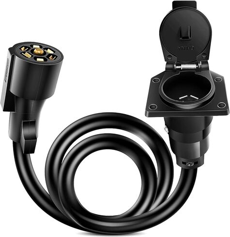Nilight 7 Way Trailer Plug Extension Cord 8 Feet Heavy Duty 7 Pin Wiring Harness Cable 10-14 AWG Double-Prong Copper Terminals Wires for 7-Blade RV Tow Wiring Connector-8FT in Saudi Arabia