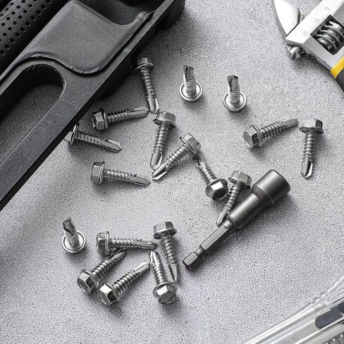 Zonon 100 Pcs #14 x 1 Hex Washer Head Self Drilling Screw 410 Stainless Steel Sheet Metal Screws with Drill Point Flanged Fast Self Tapping Screw in Saudi Arabia