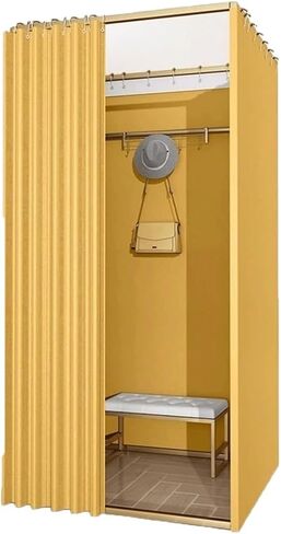 Portable Fitting Room with Shading Curtain, Foldable Privacy Dressing Room for Clothing Stores & Temporary Locker Use Dressing Room(Yellow,100x100x200cm) in Saudi Arabia