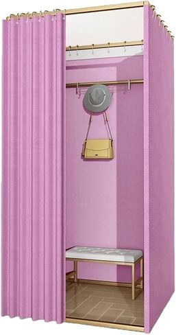 Portable Fitting Room with Shading Curtain, Foldable Privacy Dressing Room for Clothing Stores & Temporary Locker Use Dressing Room(Pink,100x100x200cm) in Saudi Arabia