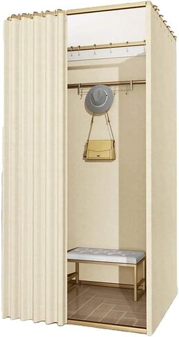 Portable Fitting Room with Shading Curtain, Foldable Privacy Dressing Room for Clothing Stores & Temporary Locker Use Dressing Room(Beige,80x80x200cm) in Saudi Arabia
