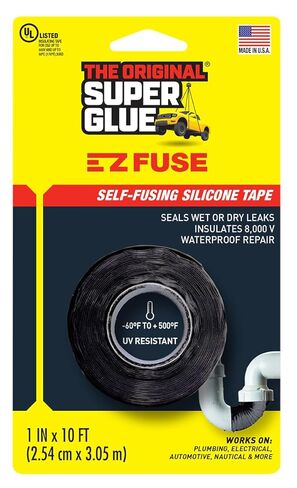 Super Glue Black E-Z Fuse Tape, Silicone Self-Fusing, Waterproof & Flexible, Insulates up to 8,000 Volts, High-Temperature Range -60°F to +500°F, 1 Roll in Saudi Arabia