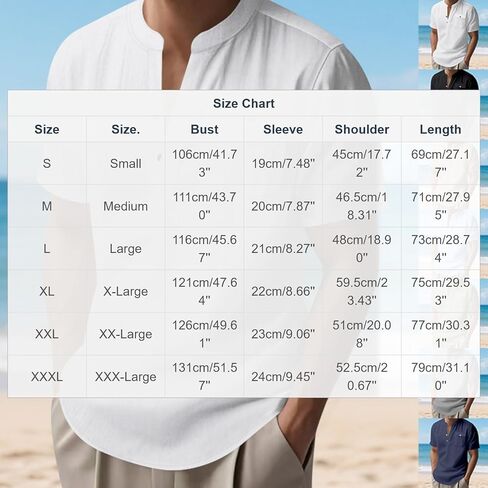 Men Linen Shirt Summer Stylish V Neck Short Sleeve Shirts Loose Fit Button Down Tops Beach Vacation Tees in Kuwait
