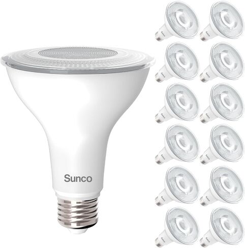 Sunco 12 Pack PAR30 Long Neck LED Flood Light Bulbs, 11W (75W Equivalent), High Output, 1200 Lumens, 3000K Soft White, Dimmable, E26 Base, Indoor Outdoor Recessed, UL Certified in Saudi Arabia