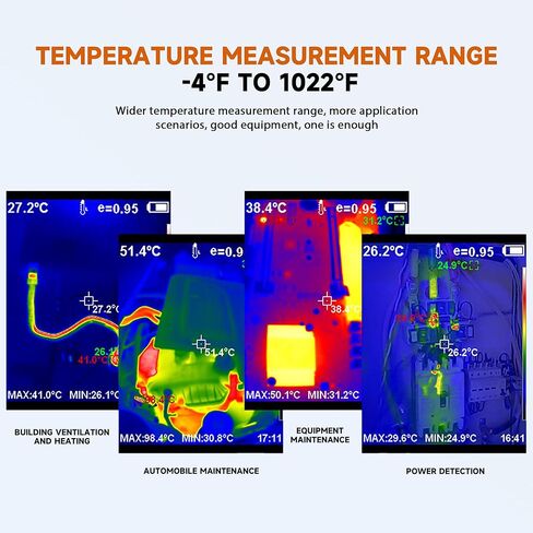 Thermal Imaging Camera, 320 x 240 TISR Resolution, 256 x 192 IR High Resolution, -4℉~ 1022℉ Temp Range, 25 HZ Handheld Thermal Camera,300,000 Pixels, Easy to Read 3.2" Color Display in Saudi Arabia
