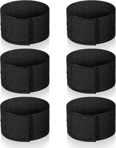 6Pcs Captain Armbands, Adjustable Black Arm Bands, Elastic Nylon Soccer Armbands for Sport, Basketball, Volleyball, Football in Saudi Arabia