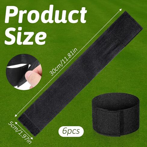 6Pcs Captain Armbands, Adjustable Black Arm Bands, Elastic Nylon Soccer Armbands for Sport, Basketball, Volleyball, Football in Saudi Arabia