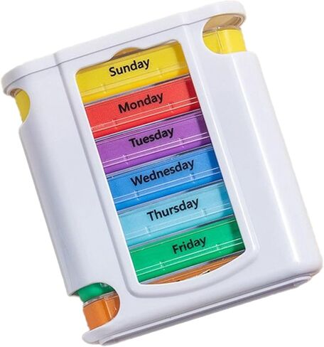 Weekly Stackable Pill Organizer, 4 Times A Day Pill Organizer Box Morning, Noon, Evening, and Bedtime,7 Stackable Compartments，White casing in Saudi Arabia