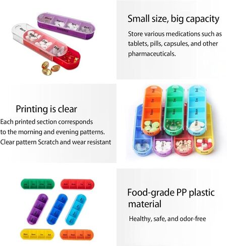 Weekly Stackable Pill Organizer, 4 Times A Day Pill Organizer Box Morning, Noon, Evening, and Bedtime,7 Stackable Compartments，White casing in Saudi Arabia