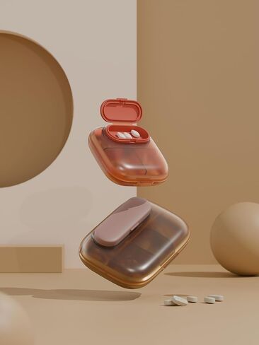 Magnetic Travel Pill Case, Pill Organizer, Portable Daily Pill Case, Medicine Travel Case, 4 Compartments Orange in Saudi Arabia