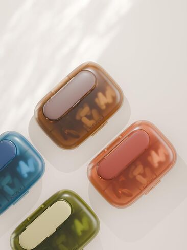 Magnetic Travel Pill Case, Pill Organizer, Portable Daily Pill Case, Medicine Travel Case, 4 Compartments Orange in Saudi Arabia