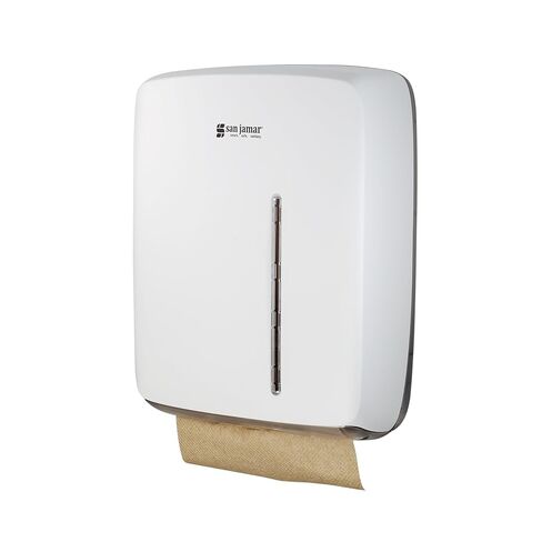 San Jamar Timeless Commercial Folded/Multifold Paper Towel Dispenser for Bathroom and Kitchen, White, Universal Paper, Wall Mounted in Saudi Arabia