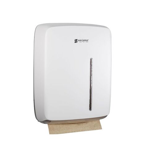 San Jamar Timeless Commercial Folded/Multifold Paper Towel Dispenser for Bathroom and Kitchen, White, Universal Paper, Wall Mounted in Saudi Arabia