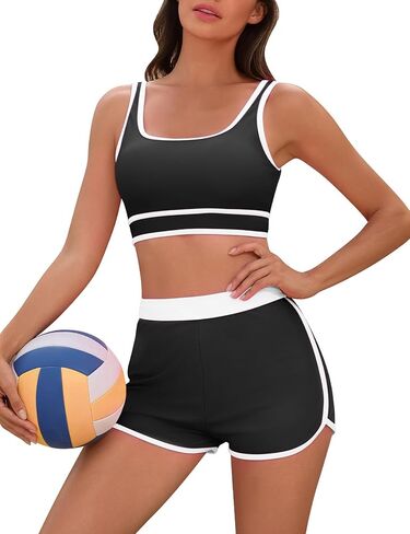 UMIPUBO Women's Sporty 2 Pieces Bikini Set with Color Block Trim, Athletic Swimsuit Bottoms & Removable Padding in Saudi Arabia