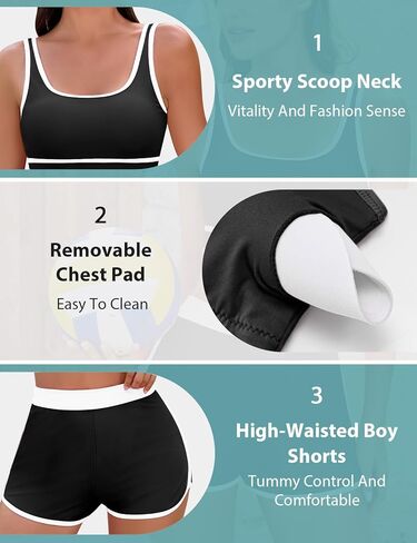 UMIPUBO Women's Sporty 2 Pieces Bikini Set with Color Block Trim, Athletic Swimsuit Bottoms & Removable Padding in Saudi Arabia