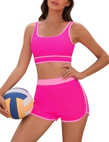 UMIPUBO Women's Sporty 2 Pieces Bikini Set with Color Block Trim, Athletic Swimsuit Bottoms & Removable Padding in Saudi Arabia
