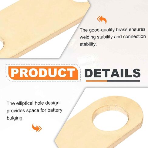 MECCANIXITY Bus Bar Connector 10Pcs Pitch Row 0.8"(20mm) Brass Flat Bus Bar Nickel-Plated for LiFePO4 Cells Lithium Battery Busbar Connector, Brass in Saudi Arabia