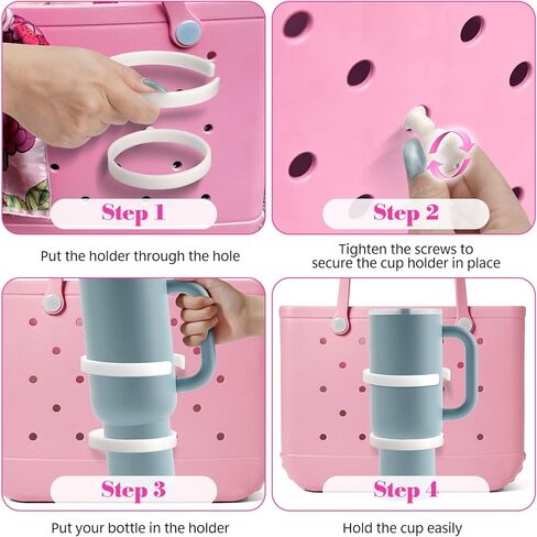 2 Pack Cup Holder for Bogg Bag, Adjustable Insert Drink Holder Attachment Compatible with All Bogg Bags & Simply Southern Beach Tote Bag, Bogg Bag Accessories fits16-40oz Stanley in Kuwait