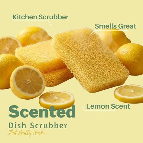 Peachy Clean Kitchen Dish Sponge & Scrubbers, Fresh Lemon Scent, Non-Scratch, Odor-Resistant, Durable Silicone Dish Sponges for Kitchen. in Saudi Arabia