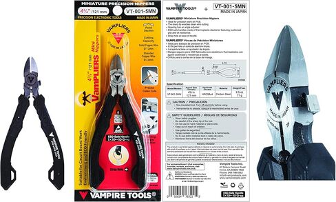 VAMPLIERS قواطع دقيقة مقاس 4.75 بوصة. صُنعت في اليابان. كماشة قطع جانبية بدرجة احترافية كماشة صغيرة. لأعمال لوحات الدوائر الكهربائية، وقطع الأسلاك النظيفة، والإصلاحات الإلكترونية. in Saudi Arabia