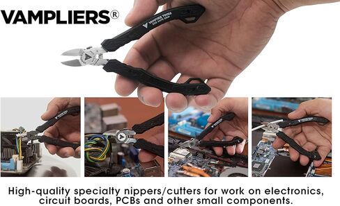 VAMPLIERS قواطع دقيقة مقاس 4.75 بوصة. صُنعت في اليابان. كماشة قطع جانبية بدرجة احترافية كماشة صغيرة. لأعمال لوحات الدوائر الكهربائية، وقطع الأسلاك النظيفة، والإصلاحات الإلكترونية. in Saudi Arabia