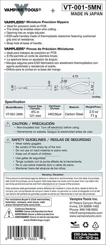 VAMPLIERS قواطع دقيقة مقاس 4.75 بوصة. صُنعت في اليابان. كماشة قطع جانبية بدرجة احترافية كماشة صغيرة. لأعمال لوحات الدوائر الكهربائية، وقطع الأسلاك النظيفة، والإصلاحات الإلكترونية. in Saudi Arabia