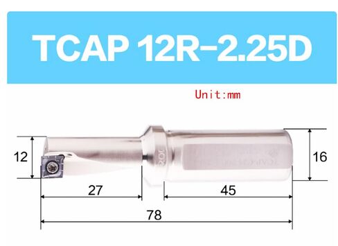 CNC Single Blade U-Drill, TCAP12R-2.25D-C16。 Comes with 30pcs of U Drilling Blades QCMT060204 in Saudi Arabia