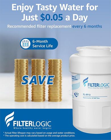 Filterlogic MWF Refrigerator Water filter, Replacement for GE® MWF, GE® Smart Water MWF, MWFINT, MWFP, MWFA, GWF, HDX FMG-1, GSE25GSHECSS, WFC1201, RWF1060, 197D6321P006, Kenmore 9991, r-9991 in Saudi Arabia