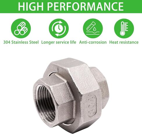 304 تركيبات أنابيب الفولاذ المقاوم للصدأ الاتحاد 3/4 "NPT أنثى إلى أنثى 2 قطعة in Kuwait