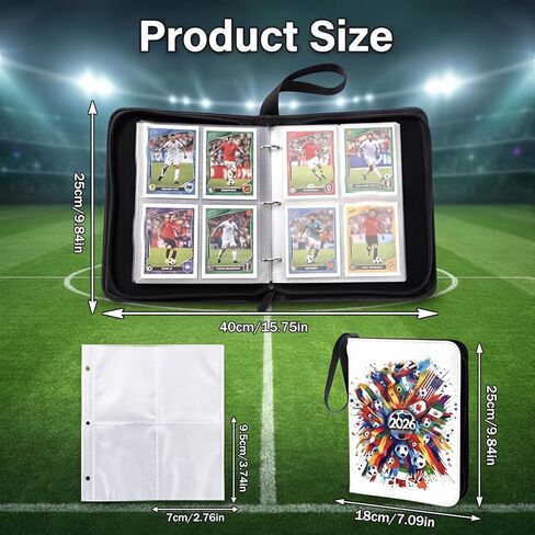 Sports Card Binder 400 Pockets Sports Trading Cards Display Case with Soccer Card Sleeves Card Holder Protectors Set with Zipper for Football Baseball Basketball Cards Collectors Album in Saudi Arabia