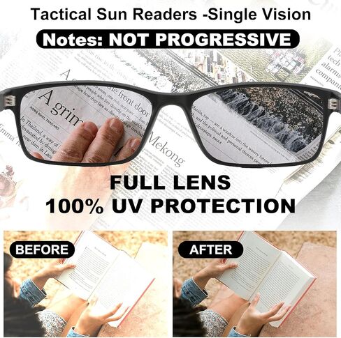 CARA Full Lens Reading Sunglasses for Men with UV400 Protection Outdoors Dark Lens Sun Readers, Extremely Lightweight TR90 Frame with Gray Tinted Lens(Black+Blue, +2.50) in Saudi Arabia