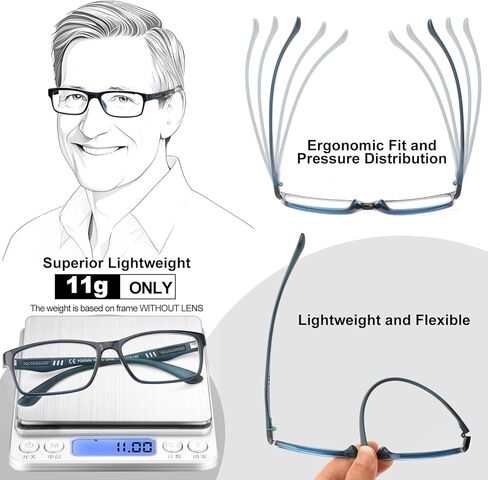 CARA Full Lens Reading Sunglasses for Men with UV400 Protection Outdoors Dark Lens Sun Readers, Extremely Lightweight TR90 Frame with Gray Tinted Lens(Black+Blue, +2.50) in Saudi Arabia