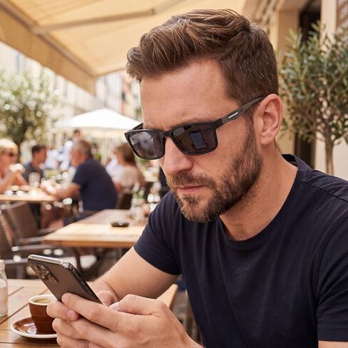 CARA Full Lens Reading Sunglasses for Men with UV400 Protection Outdoors Dark Lens Sun Readers, Extremely Lightweight TR90 Frame with Gray Tinted Lens(Black+Blue, +2.50) in Saudi Arabia