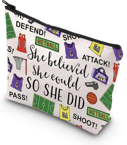 TSOTMO Netball Makeup Bag She Believed She Could So She Did Inspirational Gift Netball Appreciation Gift (Netball) in Saudi Arabia