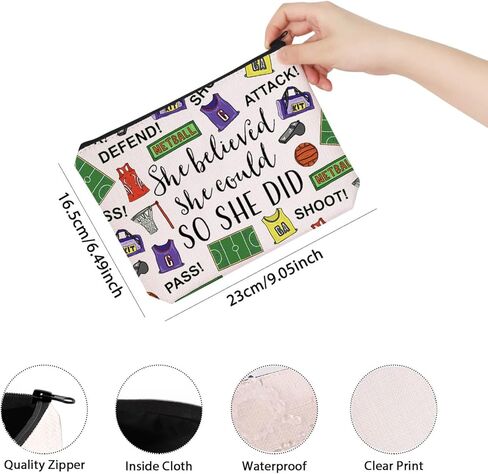 TSOTMO Netball Makeup Bag She Believed She Could So She Did Inspirational Gift Netball Appreciation Gift (Netball) in Saudi Arabia
