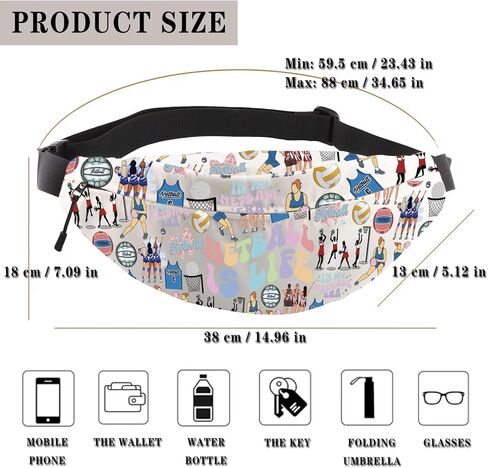 Netball Fanny Pack هدية للاعبي كرة الشبكة، هدية لعشاق الرياضة، حقيبة خصر رياضية لمحبي كرة الشبكة (Netball WB) in Saudi Arabia