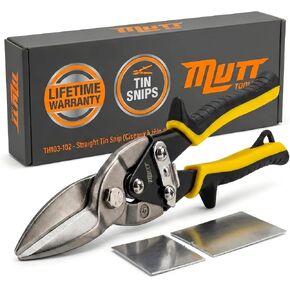 مقصات قطع معدنية شديدة التحمل مقاس 10 بوصات من شركة Mutt Tools - قصاصات قصدير احترافية للصفائح المعدنية والفولاذ المقاوم للصدأ والألومنيوم - مقص HVAC مستقيم القطع مع قبضة مريحة in Kuwait