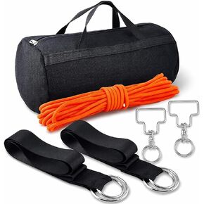 2-Horse Highline Kit Swivel Horse Camping Tie Line Kit Include 49 ft 3/8" Orange Nylon Rope, 2 Stainless Steel Swivels, 2 Tree Saver Straps and Carry Storage Bag in Saudi Arabia