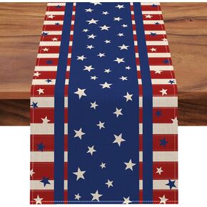 Seliem 4th of July America Stars Stripes Patriotic Table Runner, Red Blue American Independence Memorial Day Kitchen Dining Table Decor, Summer Labor Day USA Home Decoration Party Supply 13 x 72 Inch in Saudi Arabia