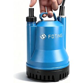 مضخة مستنقع FOTING، مضخة مياه غاطسة محمولة 1/4HP 1676GPH لإزالة المياه النظيفة والقذرة، مضخة كهربائية من البلاستيك الحراري مع سلك بطول 10 أقدام لتصريف حوض السباحة الساخن في الطابق السفلي للحديقة، أزرق in Kuwait