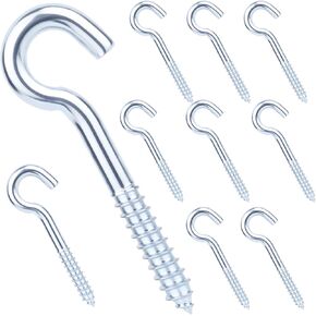 HOME MASTER HARDWARE 5/16x4 خطافات لولبية فولاذية، 10 عبوات من خطافات السقف شديدة التحمل مع حلقة مفتوحة، برغي ذاتي التنصت في خطافات لتعليق الأرجوحة، وأضواء سلسلة ونباتات، أسود in Kuwait